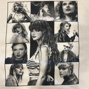 Official Taylor Swift Cream Eras Tour Hoodie with Black Tour Lettering